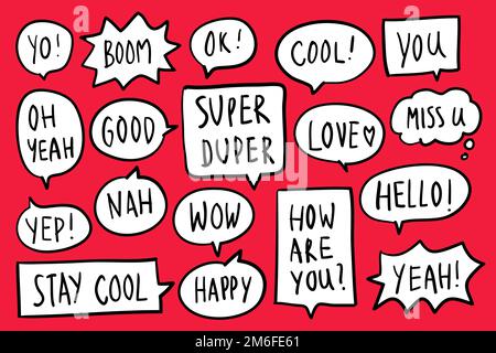 Collection of speech bubbles on red background vector Stock Vector