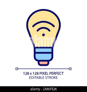 Smart light bulb pixel perfect RGB color icon Stock Vector