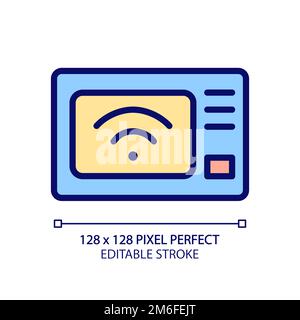 Smart microwave oven pixel perfect RGB color icon Stock Vector