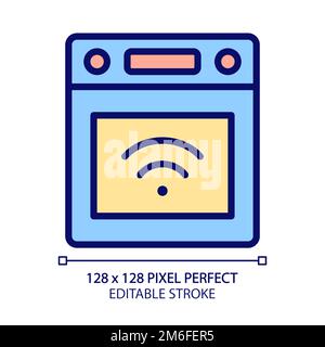 Smart stove pixel perfect RGB color icon Stock Vector