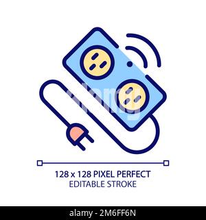 Smart power strip pixel perfect RGB color icon Stock Vector