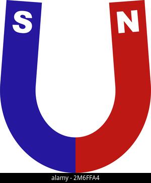 U-shaped magnet icon with S and N poles. Editable vector. Stock Vector