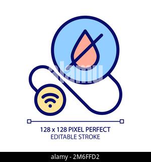 Smart leak detector pixel perfect RGB color icon Stock Vector