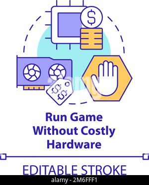 Run game without costly hardware concept icon Stock Vector
