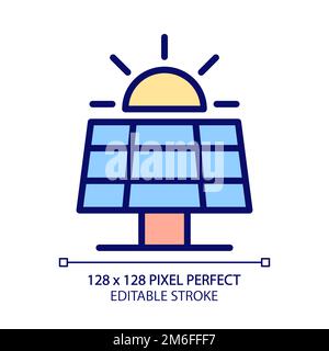 Solar panel pixel perfect RGB color icon Stock Vector