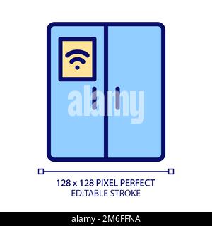 Smart fridge pixel perfect RGB color icon Stock Vector