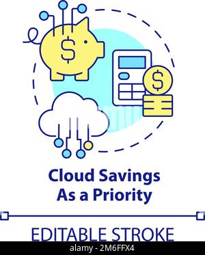 Cloud savings as priority concept icon Stock Vector