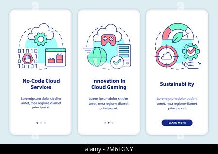 Cloud computing technologies trends onboarding mobile app screen Stock Vector