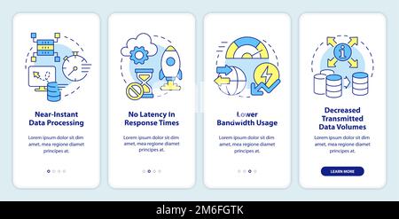 Cloud and edge tech combination benefits onboarding mobile app screen Stock Vector