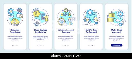 Cloud computing trends onboarding mobile app screen Stock Vector