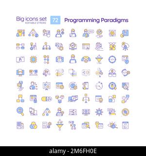 Programming language paradigms RGB color icons set Stock Vector