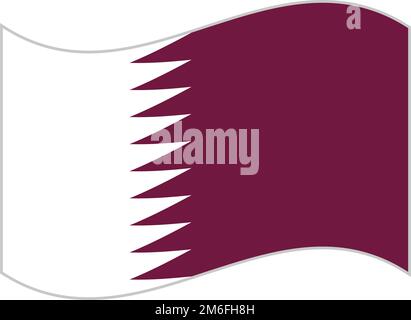 Fluttering Qatar flag icon. Editable vector. Stock Vector