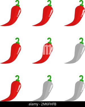 Spicy food level. Chili pepper strength scale. Food infographic