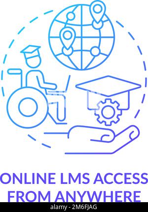 Online LMS access from anywhere blue gradient concept icon Stock Vector