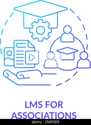 Learning management system for associations blue gradient concept icon Stock Vector