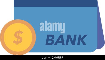 Passbook and dollar coin icon. Bank book. Editable vector. Stock Vector