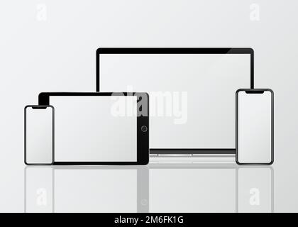 Digital modern devices mockup pack Stock Vector