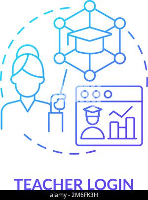 Teacher login blue gradient concept icon Stock Vector