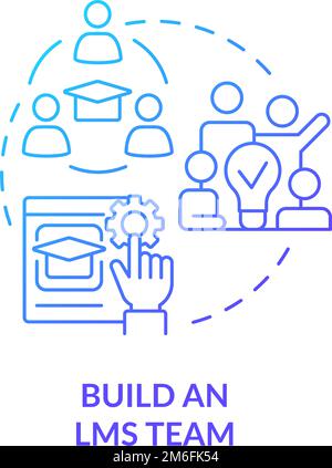 Build LMS team blue gradient concept icon Stock Vector