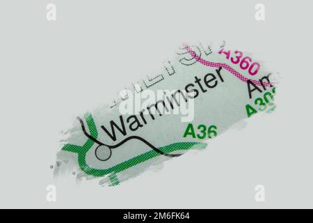 Warminster, United Kingdom atlas map town name - painting Stock Photo