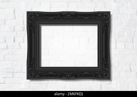 Black frame mockup on a wall vector Stock Vector