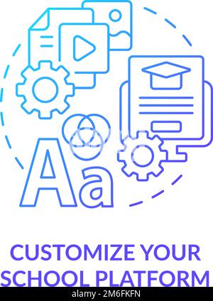 Customize your school platform blue gradient concept icon Stock Vector