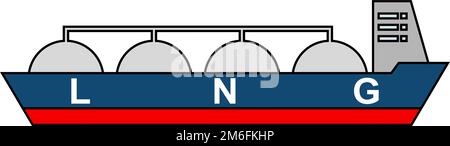 LNG tanker icon. Liquefied natural gas tanker. lng carrier. Editable vector. Stock Vector