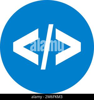 Round code mark icon. Programming and coding symbol. Editable vector. Stock Vector