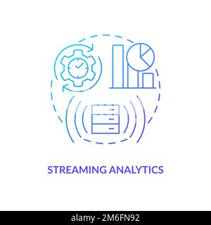 Streaming analytics blue gradient concept icon Stock Vector