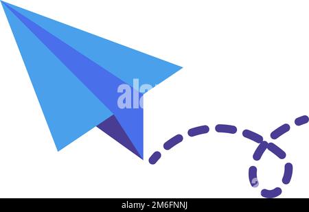 Flat design blue paper airplane icon. Sending email. Editable vector. Stock Vector