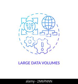 Large data volumes blue gradient concept icon Stock Vector