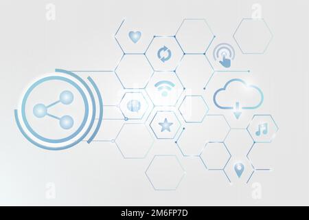 Blue social network technology icons background vector Stock Vector