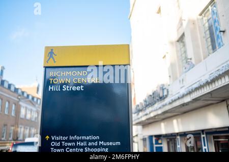 London- December 2022: Richmond upon Thames Town Centre sign Stock Photo