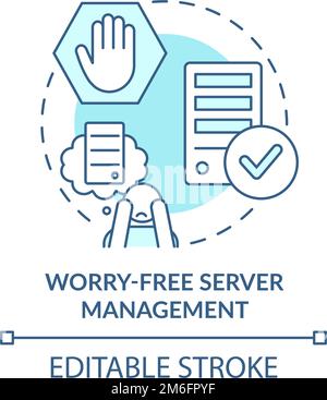 Worry free server management turquoise concept icon Stock Vector