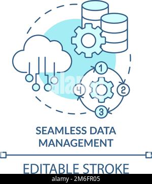 Seamless data management turquoise concept icon Stock Vector