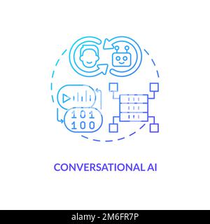 Conversational AI blue gradient concept icon Stock Vector