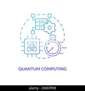 Quantum computing blue gradient concept icon Stock Vector