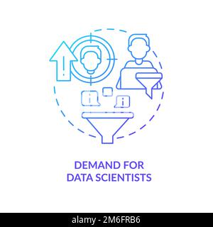 Increasing demand for data scientists blue gradient concept icon Stock Vector