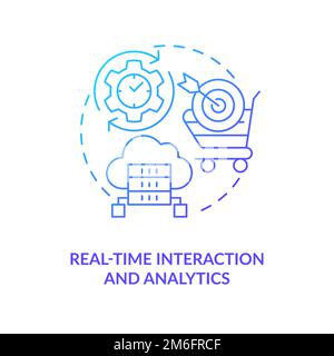 Real time interaction and analytics blue gradient concept icon Stock Vector