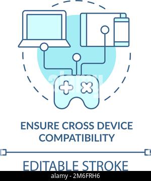 Ensure cross device compatibility turquoise concept icon Stock Vector
