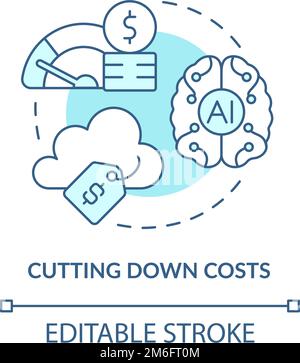 Cutting down costs turquoise concept icon Stock Vector