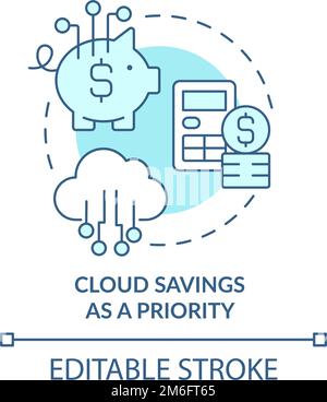 Cloud savings as priority turquoise concept icon Stock Vector