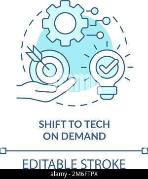 Shift to tech on demand turquoise concept icon Stock Vector