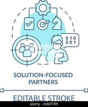 Solution focused partners turquoise concept icon Stock Vector