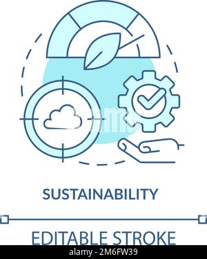 Sustainability in cloud computing turquoise concept icon Stock Vector