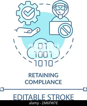Retaining compliance turquoise concept icon Stock Vector