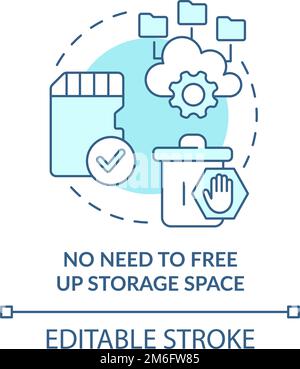 No need to free up storage space turquoise concept icon Stock Vector