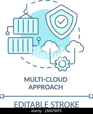 Multi-cloud approach turquoise concept icon Stock Vector