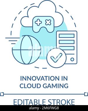 Innovation in cloud gaming turquoise concept icon Stock Vector