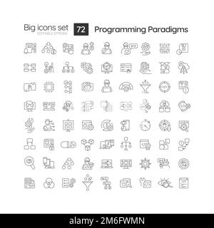 Programming language paradigms linear icons set Stock Vector